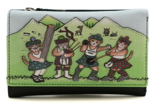 Mala Leather Highland Games Black Large RFID Tri-Fold Purse