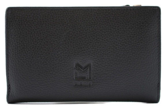 Mala Leather Highland Games Black Large RFID Tri-Fold Purse
