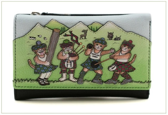 Mala Leather Highland Games Black Large RFID Tri-Fold Purse