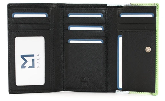 Mala Leather Highland Games Black Large RFID Tri-Fold Purse