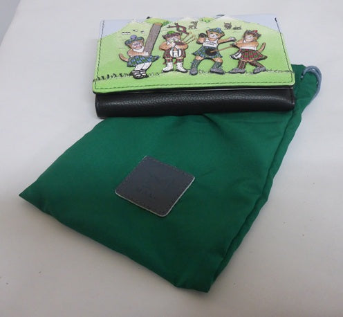 Mala Leather Highland Games Black Large RFID Tri-Fold Purse
