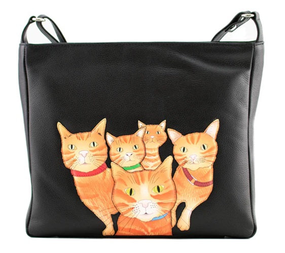 Mala Leather Kitty Crew Ginger Cat Large Crossbody Shoulder Bag with Dust Bag