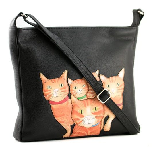 Mala Leather Kitty Crew Ginger Cat Large Crossbody Shoulder Bag with Dust Bag