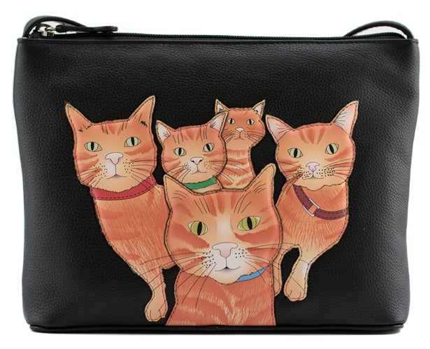 Mala Leather Kitty Crew Ginger Cat Midi Crossbody Shoulder Bag with Dust Bag