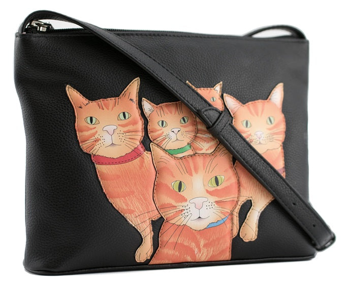 Mala Leather Kitty Crew Ginger Cat Midi Crossbody Shoulder Bag with Dust Bag