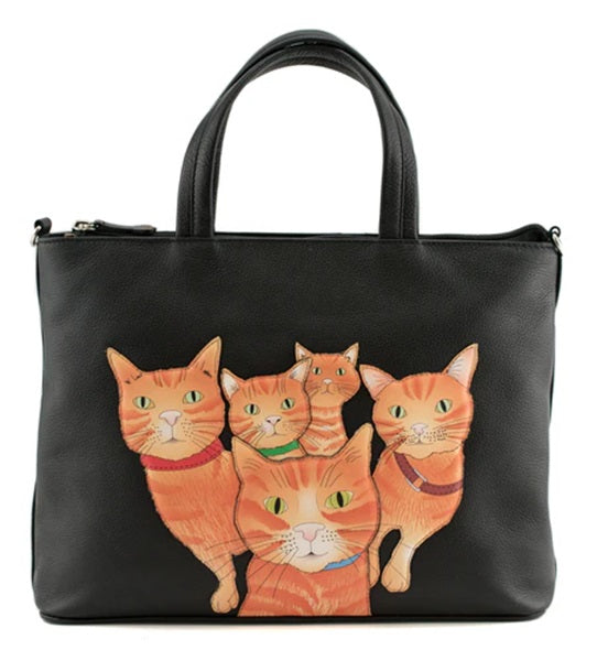 Mala Leather Kitty Crew Ginger Cat Multiway Grab Bag with Dust Bag