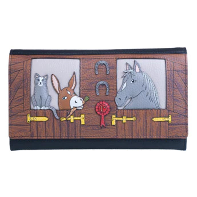 Mala Leather Mala’s Farm Black Large RFID Matinee Purse