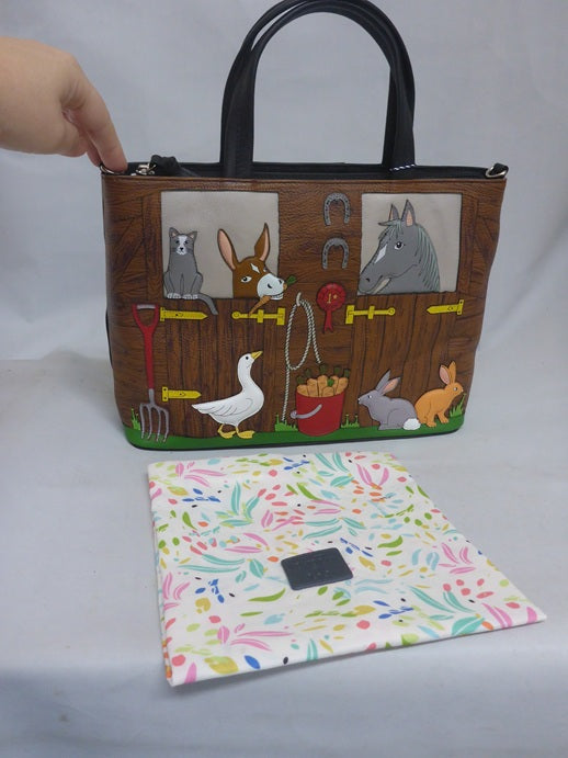 Mala Leather Mala's Farm Large Grab Shoulder Handbag + Dust Bag