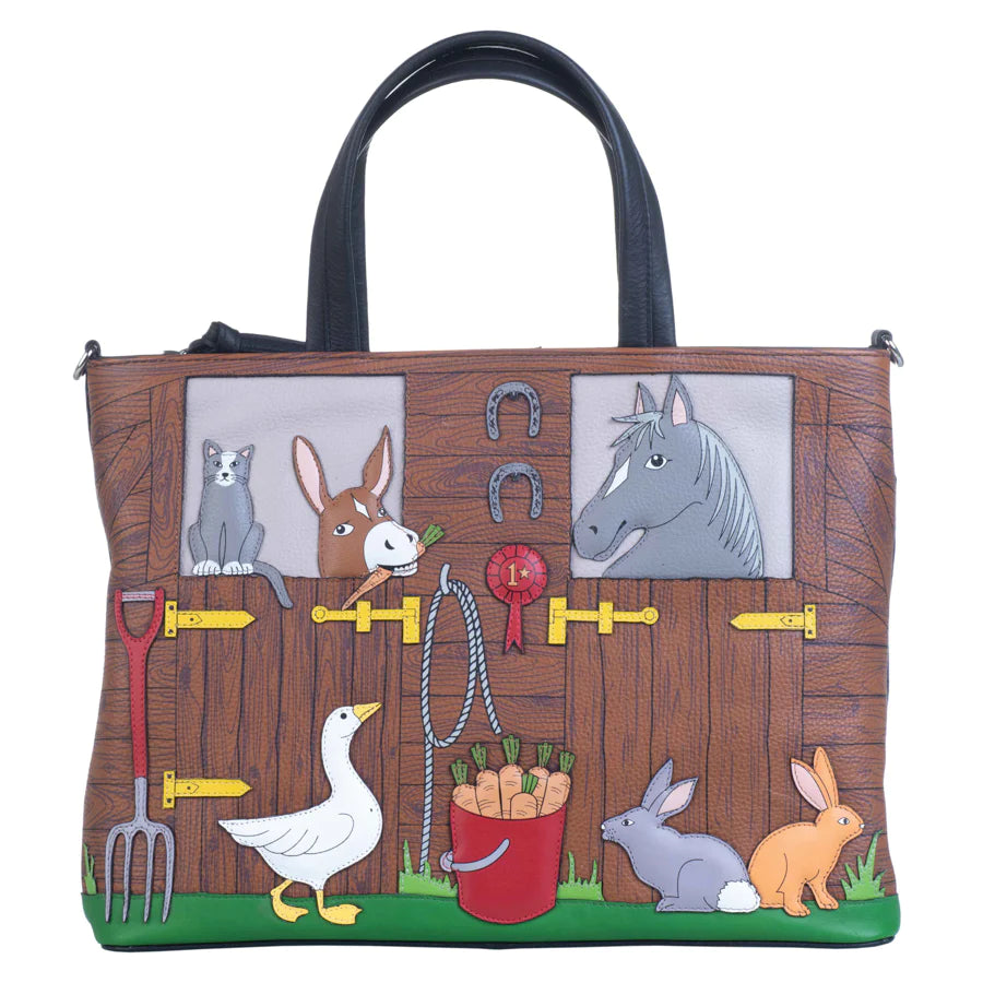 Mala Leather Mala's Farm Large Grab Shoulder Handbag + Dust Bag