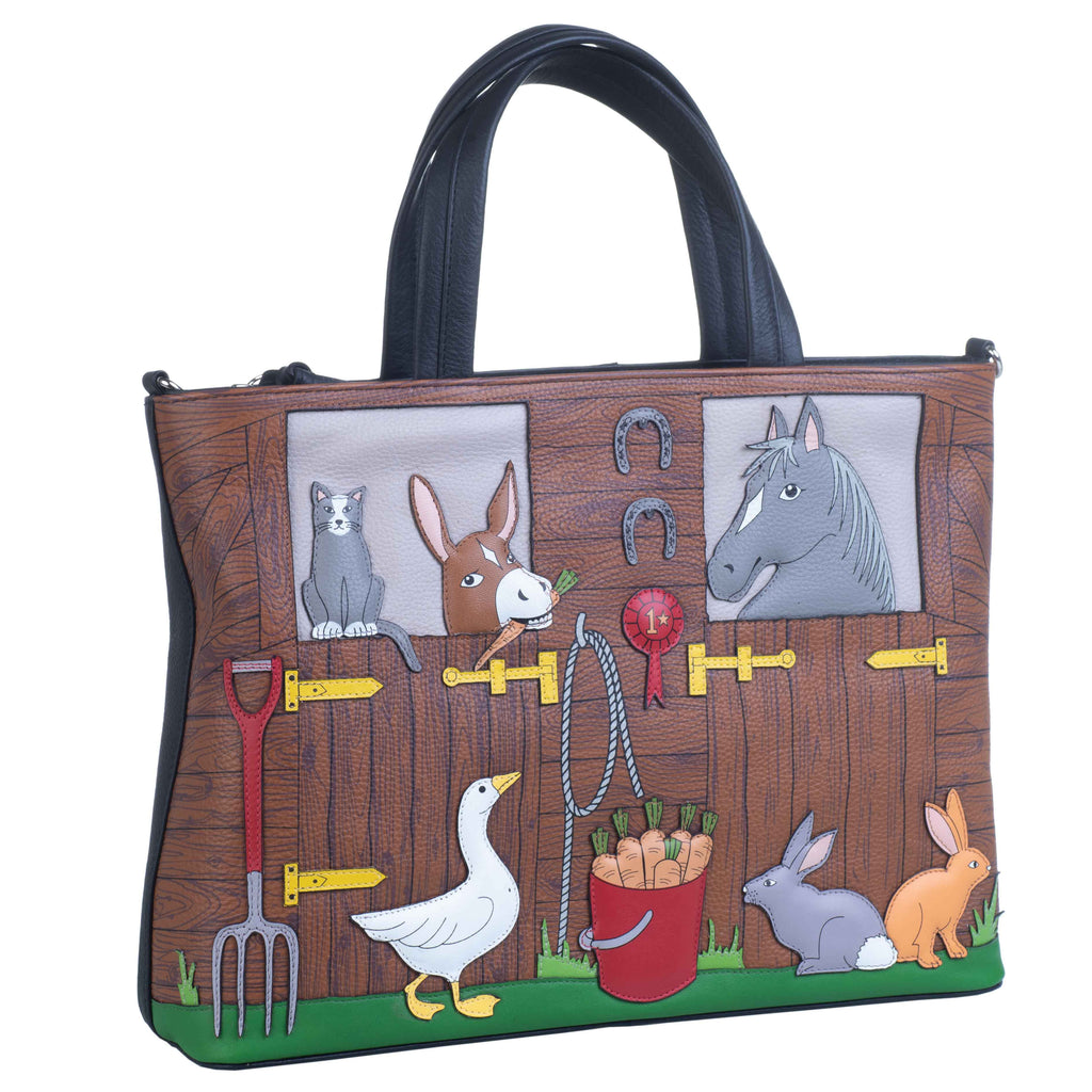 Mala Leather Mala's Farm Large Grab Shoulder Handbag + Dust Bag