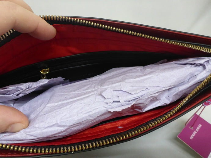 Mala Leather Mason Bee Detail Cross Body Shoulder Bag + Dust Bag - Black Red