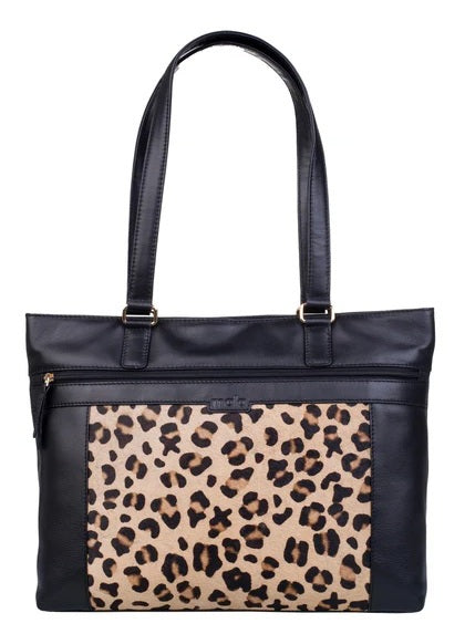 Mala Leather Matrah Black Leopard Print Shoulder Bag