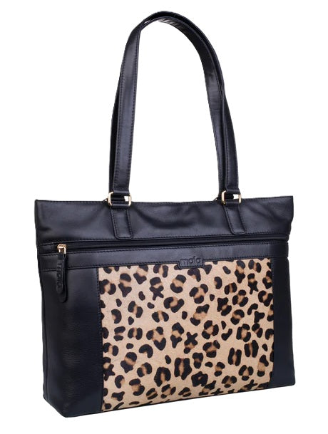 Mala Leather Matrah Black Leopard Print Shoulder Bag