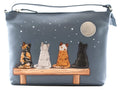 Mala Leather Midnight Cats Denim Blue Midi Crossbody Bag