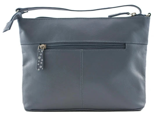 Mala Leather Midnight Cats Denim Blue Midi Crossbody Bag