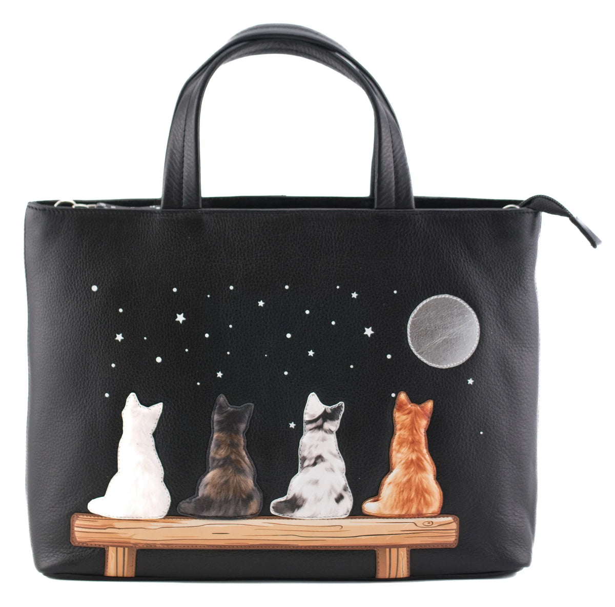 Mala Leather Midnight Cats Black Multiway Grab & Shoulder Bag