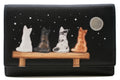 Mala Leather Midnight Cats Black Large RFID Tri-Fold Purse