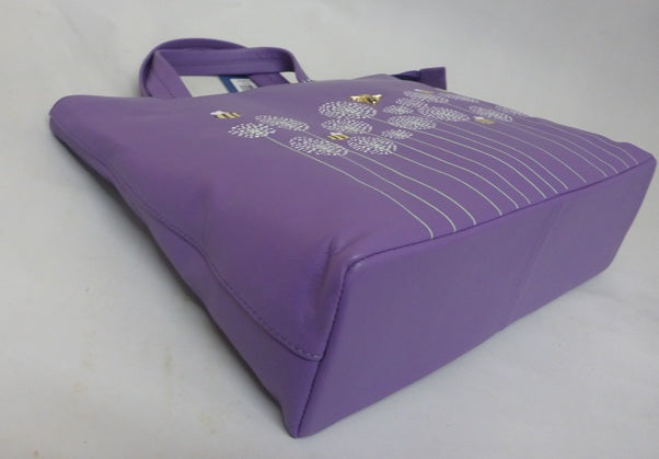 Mala Leather Moonflower Bee Grab & Shoulder Bag - Purple
