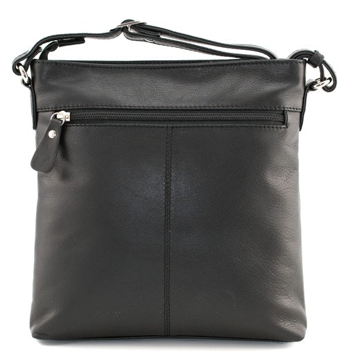Mala Leather Poppy Black Large Crossbody Bag