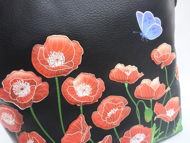 Mala Leather Poppy Black Large Crossbody Bag