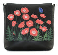 Mala Leather Poppy Black Flap Midi Crossbody Bag