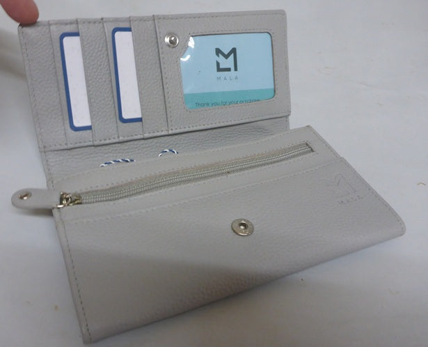 Mala Leather Sewing Room Grey Large RFID Matinee Purse