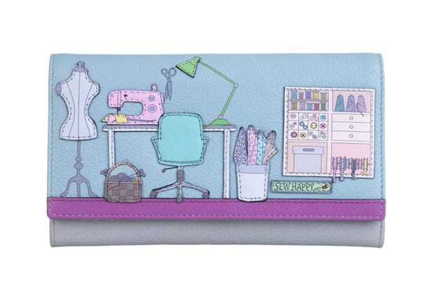Mala Leather Sewing Room Grey Large RFID Matinee Purse