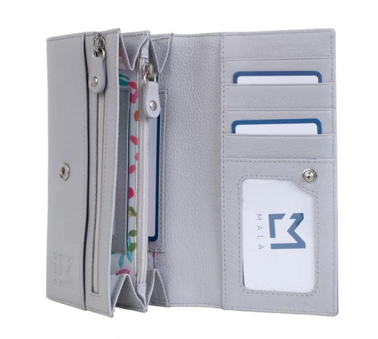 Mala Leather Sewing Room Grey Large RFID Matinee Purse