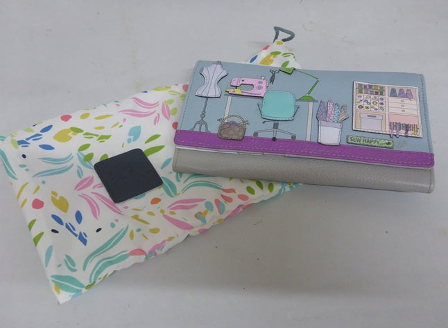 Mala Leather Sewing Room Grey Large RFID Matinee Purse