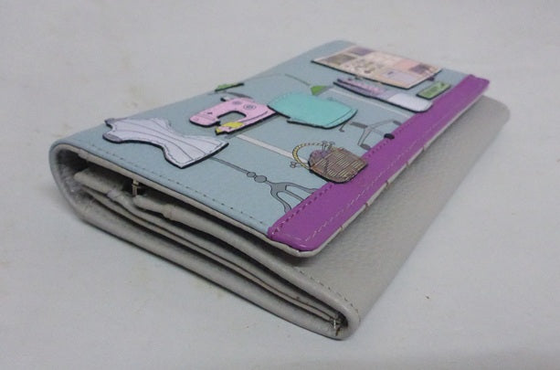Mala Leather Sewing Room Grey Large RFID Matinee Purse