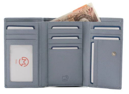 Mala Leather Southwold Blue RFID Large Tri-Fold Purse