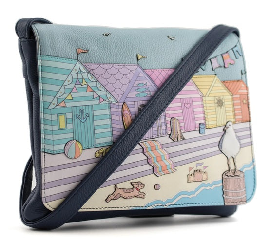 Mala Leather Flap Over Midi Cross Body Shoulder Handbag + Dust Bag - Woolacombe