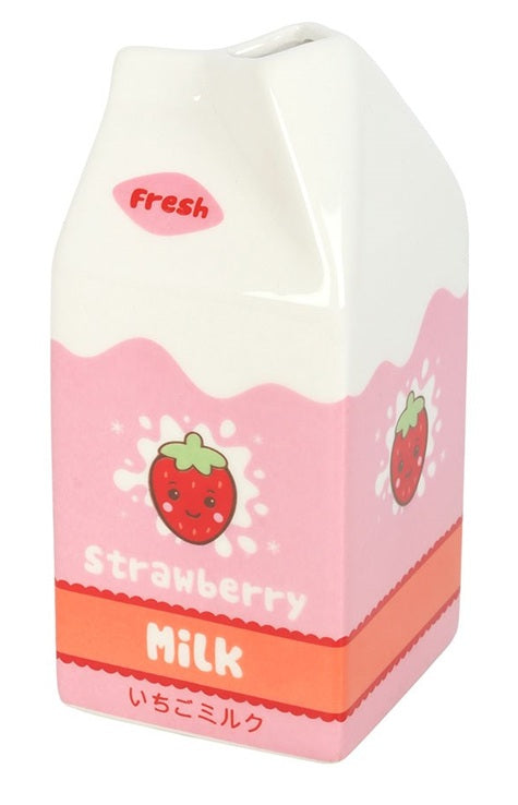 Something Different Kawaii Kafe Strawberry Milk Carton Ceramic Flower Vase