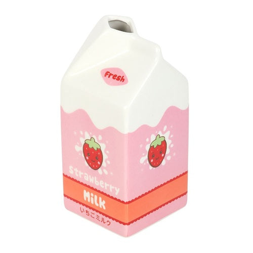 Something Different Kawaii Kafe Strawberry Milk Carton Ceramic Flower Vase