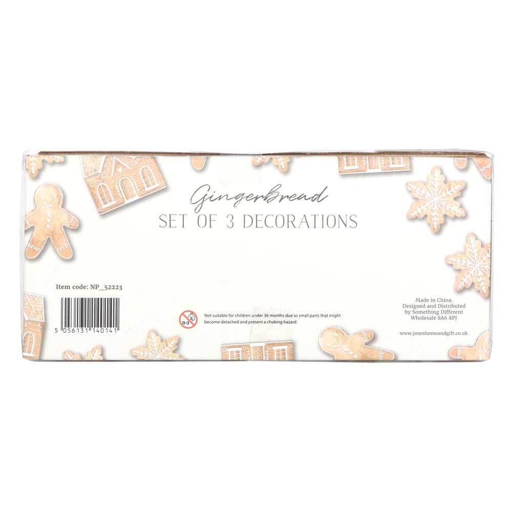 Something Different North Pole Bakery Gingerbread Christmas Decorations Set of 3 | Man, House & Snowflake