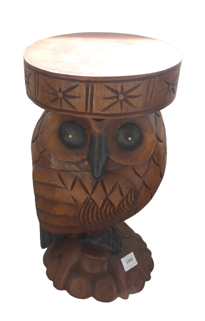 Something Different Carved Owl Solid Acacia Wood Stool and Side Table 57cm