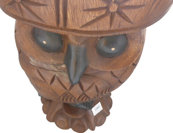 Something Different Carved Owl Solid Acacia Wood Stool and Side Table 57cm