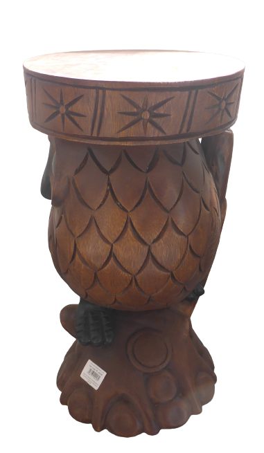 Something Different Carved Owl Solid Acacia Wood Stool and Side Table 57cm