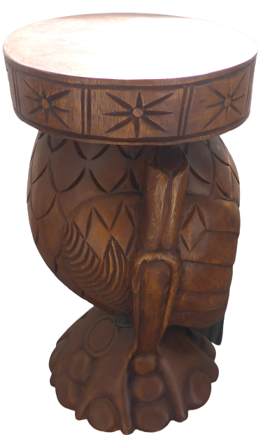 Something Different Carved Owl Solid Acacia Wood Stool and Side Table 57cm