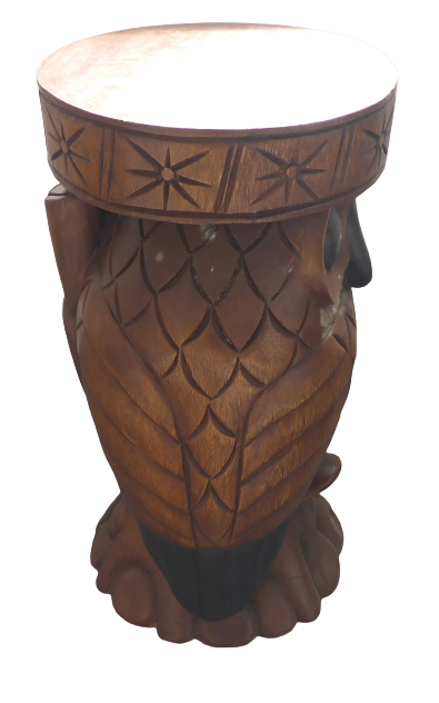 Something Different Carved Owl Solid Acacia Wood Stool and Side Table 57cm