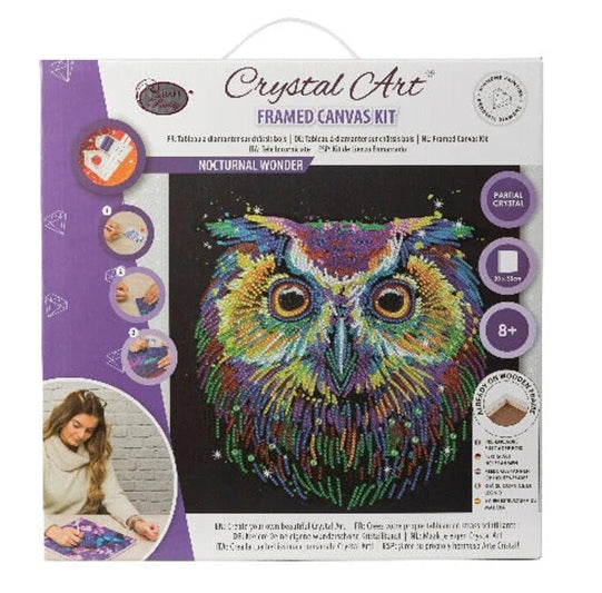 Craft Buddy Crystal Diamond Art Canvas Kit Nocturnal Wonder Owl 30 x 30cm