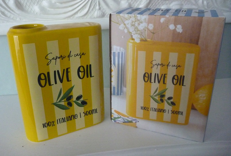 Something Different Italian Summer Olive Oil Tin Ceramic Flower Vase