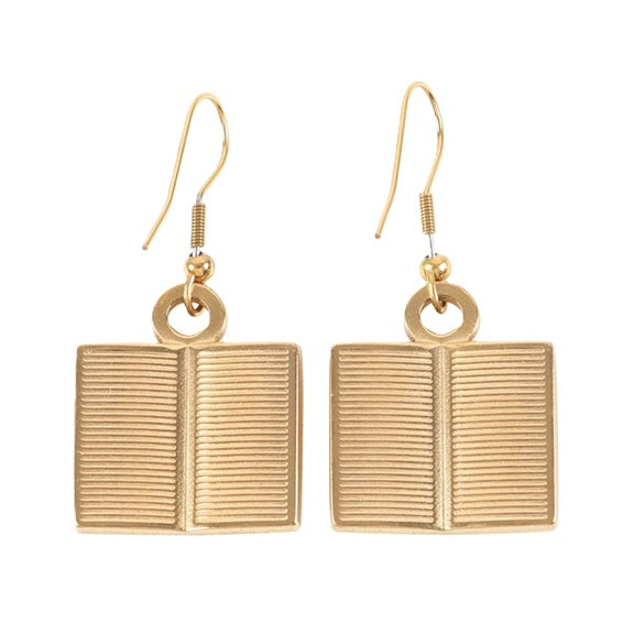Book Club Gold Tone 3D Book Shaped Jewellery Set | Necklace & Earrings Gift Box