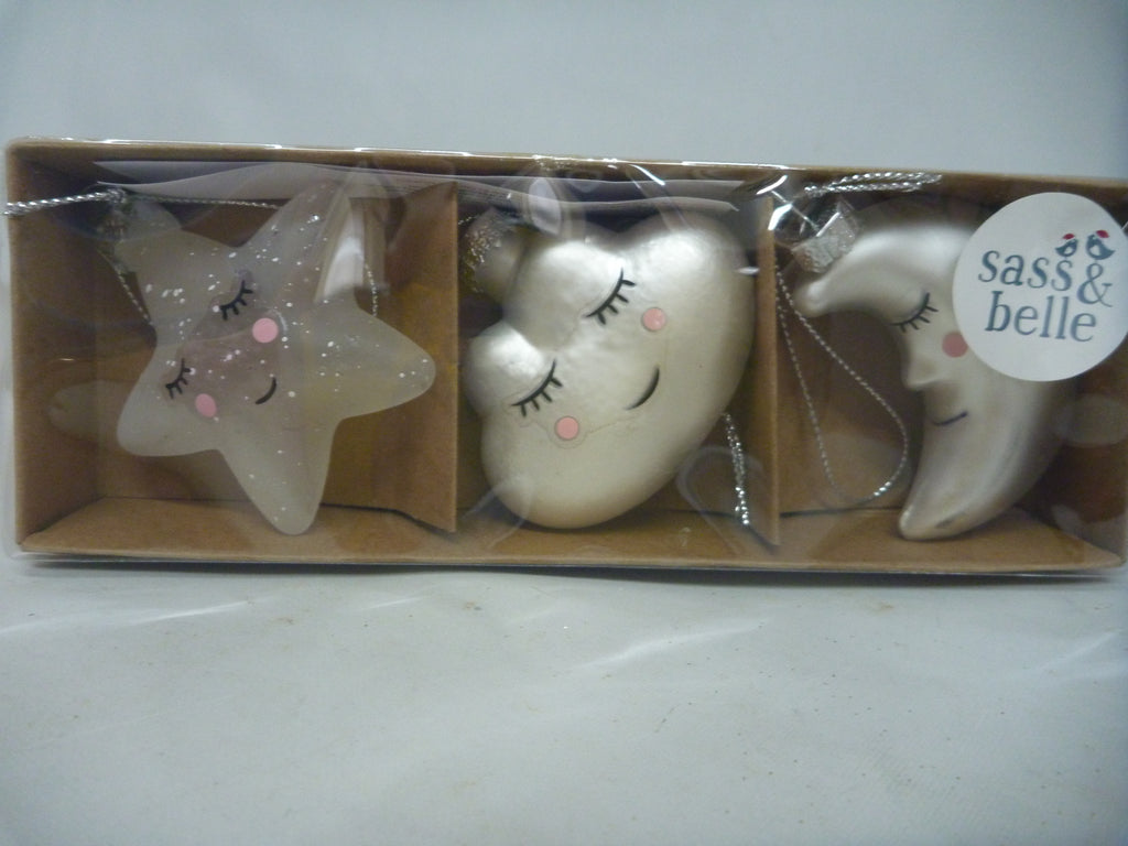 Sass & Belle Sweet Dreams Glass Christmas Baubles Set of 3
