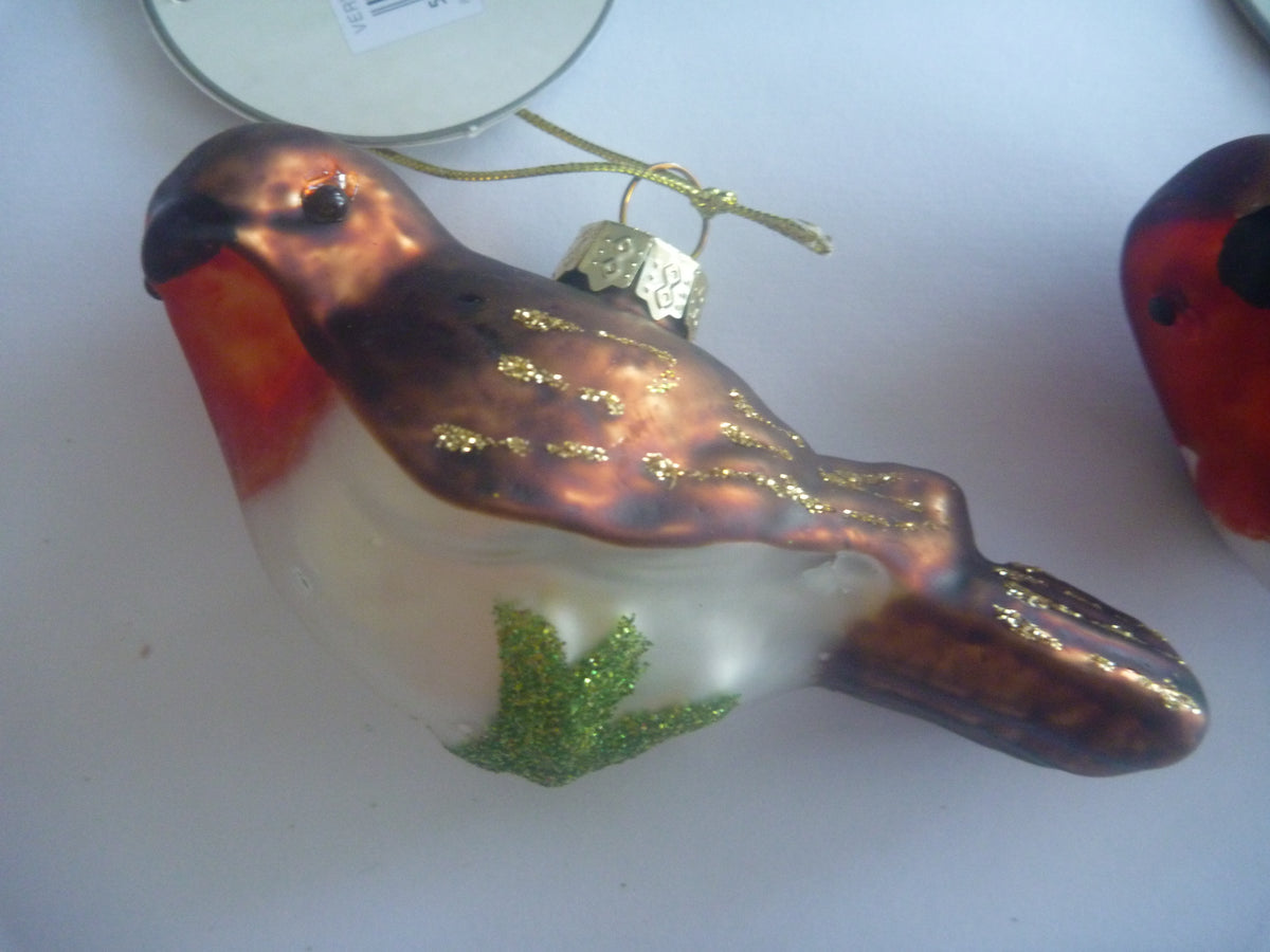 Sass & Belle Robin on Branch Christmas Bauble – Set of 2 (Seconds)