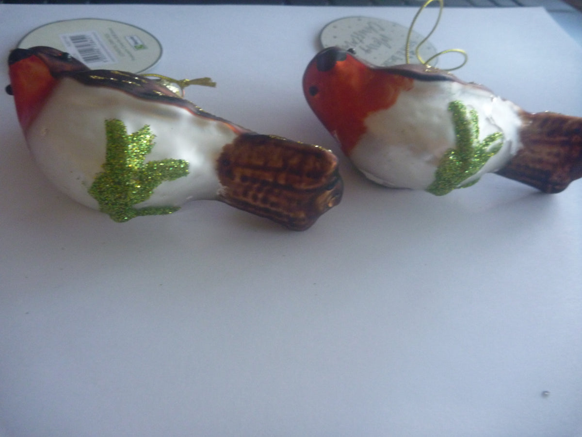 Sass & Belle Robin on Branch Christmas Bauble – Set of 2 (Seconds)