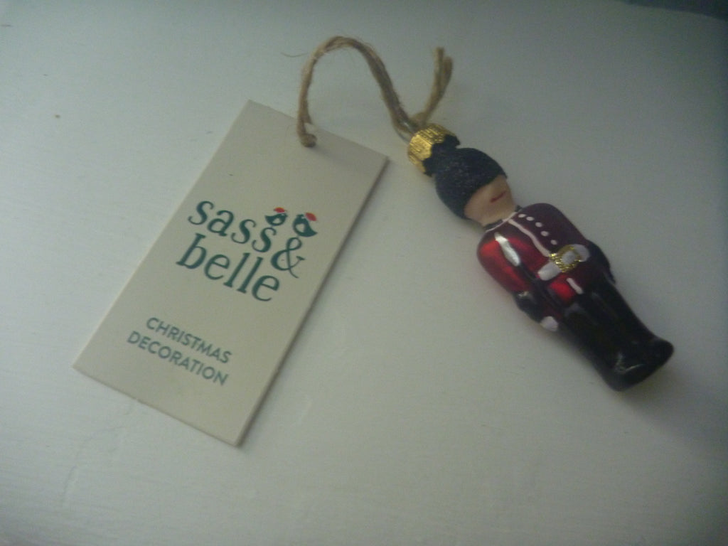 Sass & Belle London Guardsman 3D Glass Christmas Tree Baubles Set of 2