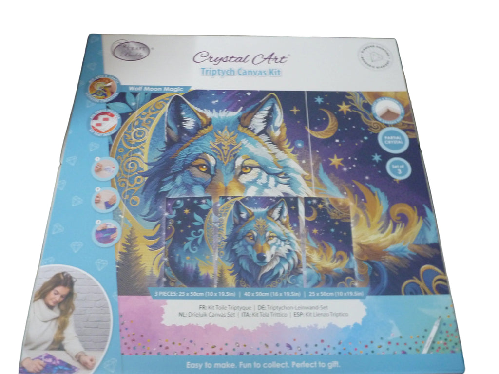 Craft Buddy Wolf Moon Magic Crystal Art Triptych Canvas Kit — Set of 3