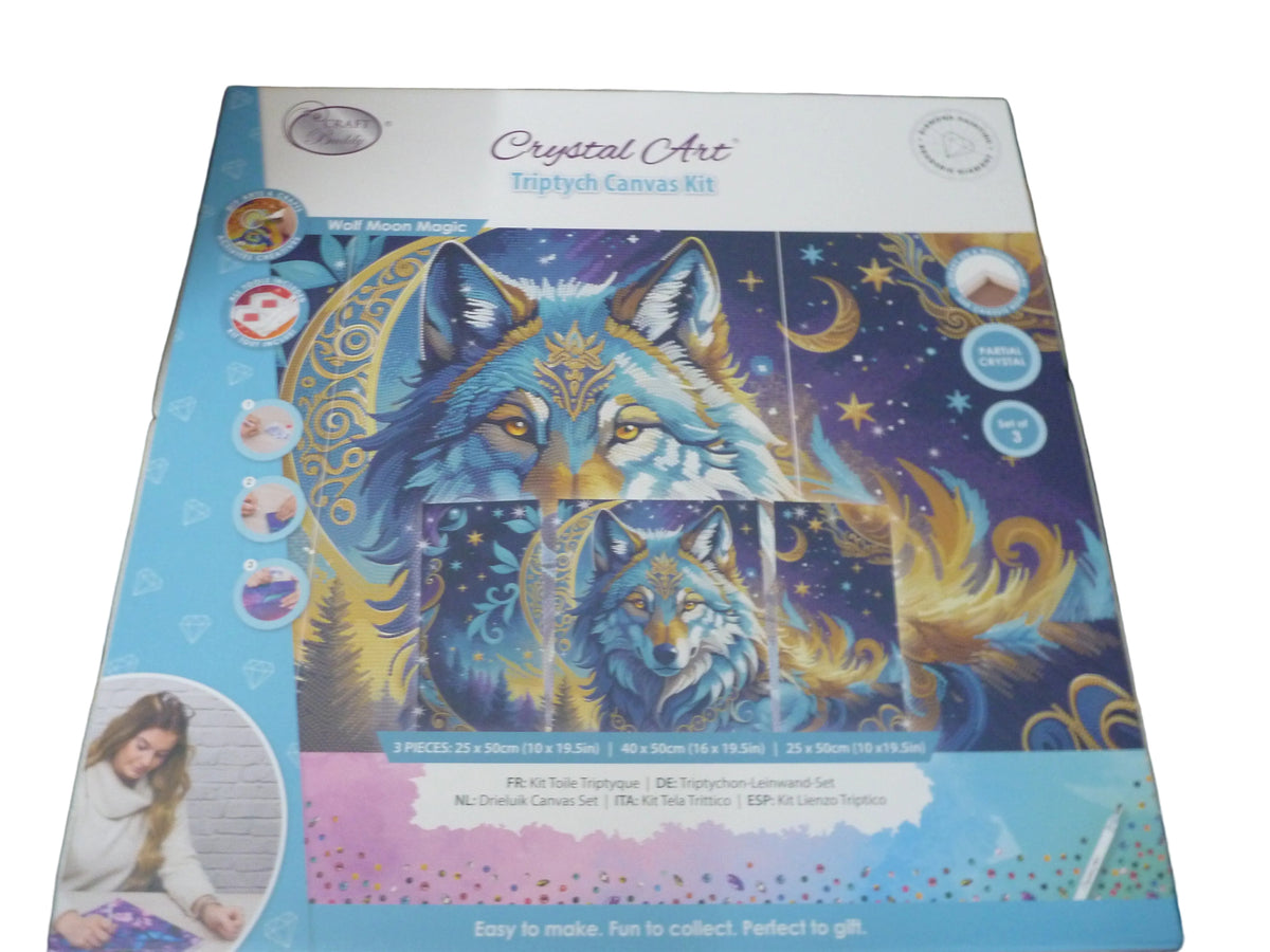 Craft Buddy Wolf Moon Magic Crystal Art Triptych Canvas Kit — Set of 3