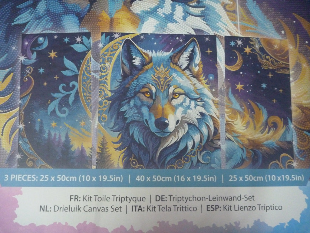 Craft Buddy Wolf Moon Magic Crystal Art Triptych Canvas Kit — Set of 3
